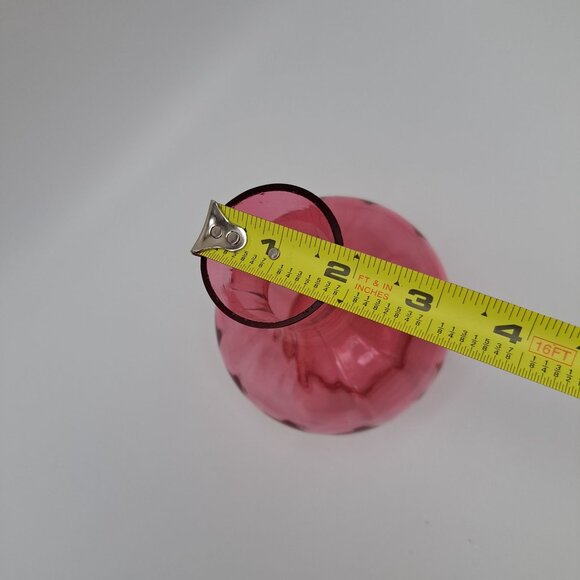 Cranberry Glass Vase Hand Blown Vintage Style Decorative Accent Piece - Picture 2 of 12